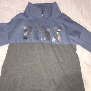 Pink Blue and Gray half cup up sweatshirt